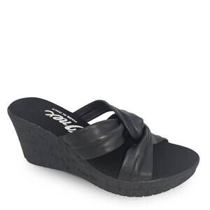 NEW ONEX women's katya platform wedge slide in black